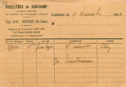 70* RONCHAMP Bon De Commande Houilleres  - 1941    RL12.0609 - Andere & Zonder Classificatie