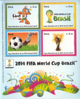 2014 Peru World Cup Football Brazil Souvenir Sheet MNH - Perú