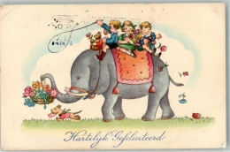39629711 - Elefant Kinder Teddybaer Hund Blumen  Hartelijk Gefeliciteerd - Verjaardag