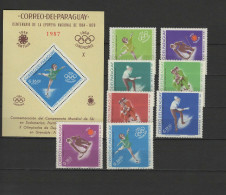 Paraguay 1966 Olympic Games Grenoble, Set Of 8 + S/s MNH - Hiver 1968: Grenoble