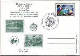 Yougoslavie - Jugoslawien - Yugoslavia Entier Postal 1989 Y&T N°EP2151 - Michel N°GZS2273 (o) - EUROPA - Postwaardestukken
