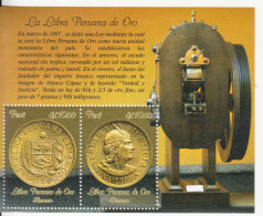 2014 Peru Gold Coin Money Monnaie Souvenir Sheet MNH - Perù