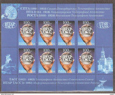 Russia: Mint Sheetlet, 100 Anniversary Of News Agency ITAR-TASS, 2004, Mi#1203, MNH - Blocchi & Fogli