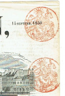 75 PARIS Journal L'illustration Du 14/09/1850  Droit Fiscal De Timbre De 4 C Rouge X 2 SEINE Première Page SUP - 1849-1876: Classic Period