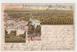 39088711 - Darmstadt, Lithographie. Thurm Auf Der Ludwigshoehe, Eine Totale Herrengarten Gelaufen, 1899. Leichte Abschu - Darmstadt