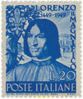 124306 MNH ITALIA 1949 500 ANIVERSARIO DEL NACIMIENTO DE LORENZO DE MEDICI - Nuovi