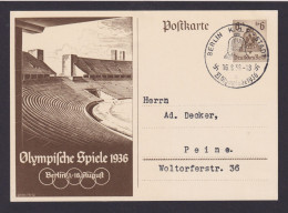 Olympia Berlin K.d.F Stadt Ganzsache Deutsches Reich SSt Olympische Spiele Peine - Briefe U. Dokumente
