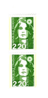 Briat 2fr20 Vert De Roulette YT 2718 + A Paire N° Rouge 2 Demi-bandes Phospho à Droite Et à Gauche. Superbe, Voir Scan. - Unused Stamps