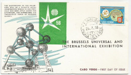 Cape Verde Cabo Verde Portugal Commemorative Cover & Cancel 1958 Brussels Universal Exhibition FDC - Cap Vert