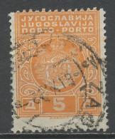 Yougoslavie - Jugoslawien - Yugoslavia Taxe 1931 Y&T N°T81B- Michel N°P(?) (o) - 5d Armoirie - Portomarken