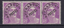 FRANCE - Gandon - 10 F. Lilas Avec Cercle Extérieur Tordu Dans Une Bande De 3 - 1893-1947