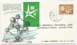 Sao Tome E Principe Portugal Commemorative Cover & Cancel 1958 Brussels Universal Exhibition - St. Thomas & Prince