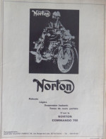 Publicité De Presse ; Moto Norton Commando 750 - Reclame