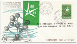 Mozambique Moçambique Portugal Commemorative Cover & Cancel 1958 Brussels Universal Exhibition - Mozambique