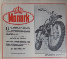 Publicité De Presse ; Moto Monark 125 - Reclame