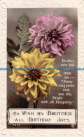 R056930 Greetings. To Wish My Brother All Birthday Joys. Flowers. Rotary. RP - Monde