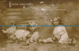 R056954 Easter Greetings. Girls And Chicks. 1914 - Monde