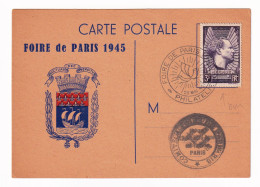 Carte Postale 1945 Foire De Paris Timbre N°338 Souvenir De Jean Mermoz 3F - Storia Postale