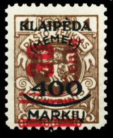 MEMEL 1923 Nr 232I Postfrisch Gepr. X681A56 - Memel (Klaipeda) 1923