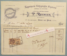 ● P. REGNIER Ex Maison Denuzière - Rive De Gier - Imprimerie Lithographie Papeterie - Facture 1929 Lettres André Legat - Printing & Stationeries