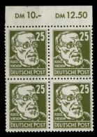 DDR 1952 Nr 334zXI Postfrisch VIERERBLOCK Gepr. X71378E - Ungebraucht