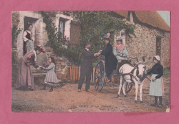 Una Visite A La Ferme- Transportation Theme- Donkey Pulling A Cart With Ladies On It- Small Size, Divided Back, New- - Autres & Non Classés