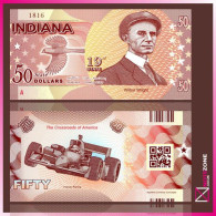 Thomas Stebbins USA $50 STATES Indiana 19th State Wilbur Wright Polymer Fantasy Private Banknote Note - Collezioni