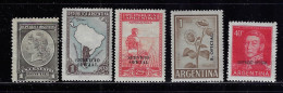 ARGENTINA 1901-1960  OFFICIAL STAMPS  SCOTT #O31,O49,O51,O96,O116  MH - Ongebruikt