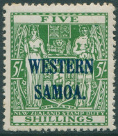 Samoa 1935 SG190 5s Green Arms WESTERN SOMOA. Ovpt Tone Spots MLH - Samoa