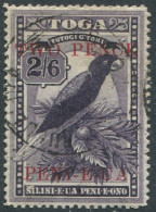 Tonga 1923 SG69 2d On 2/6d Red Shining Parrot #2 FU - Tonga (1970-...)