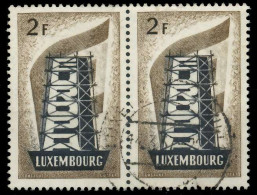 LUXEMBURG 1956 Nr 555 Zentrisch Gestempelt WAAGR PAAR X06A8BA - Used Stamps