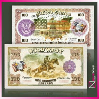 $100 USA Native Americans Wild West Cowboy PLASTIC Notes With Spot UV Private Fantasy - Verzamelingen