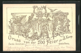 Lithographie 200 Feier Der 3. Komp. Des Garde-Schützen-Bataillons  - Guerre 1914-18