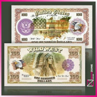 $100 USA Native Americans Wild West Indian Woman PLASTIC Notes With Spot UV Private Fantasy - Collections