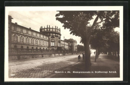 AK Biebrich A. Rhein, Rheinpromenade Mit Grossherzogl. Schloss  - Other & Unclassified