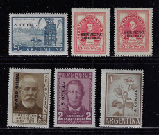 ARGENTINA 1955-1960  OFFICIAL STAMPS  SCOTT #O42,O97,O109,O110,O116  MH - Neufs