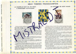 Rarissime Feuillet PAC (précurseur De CEF) De 1965. Deux Timbres Francs-Comtois, Ronchamp, Joux, 2 Valeurs - 1960-1969