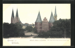 AK Lübeck, Holstentor Mit Marien- Und Petrikirche  - Lübeck