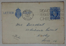 Grande-Bretagne - Carte-lettre Circulée (1950) - Used Stamps