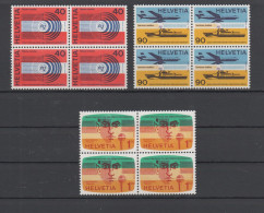 Schweizer Ämter / UIT, Michel-Nr. 11-13 Postfrisch ** In 4er-Blöcken - Dienstzegels