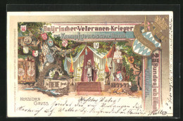 Präge-Lithographie München, 25. Bundesjubiläum Bayrischer-Veteranen-Krieger U. Kampfgenossen-Bund, PP 15 C 21, Ganz  - Briefkaarten