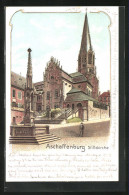 Lithographie Aschaffenburg, Stiftskirche  - Aschaffenburg
