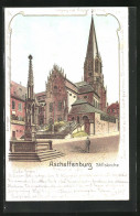 Lithographie Aschaffenburg, Darstellung Der Stiftskirche  - Aschaffenburg