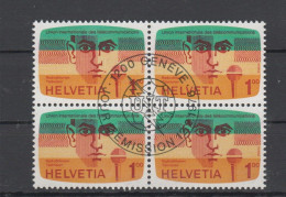 Schweizer Ämter, UIT, Michel-Nr. 13 Gestempelt (ESST), 4er-Block - Dienstzegels