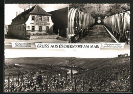 AK Escherndorf /Main, Gasthaus Zur Krone, Ortsansicht Mit Weinbergen  - Other & Unclassified