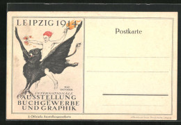 AK Leipzig, Internationale Ausstellung Für Buchgewerbe Und Graphik 1914, Mann Mit Fackel  - Ausstellungen