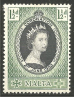 CE-44 Malta Couronnement Elizabeth II 1953 Coronation MH * Neuf CH - Familles Royales