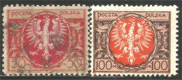 BL-76 Pologne 2 Stamps Blason Armoiries Coat Arms Wappen Stemma Aigle Eagle Adler Aquila - Briefmarken
