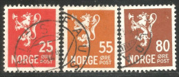 BL-70 Norway 3 Stamps Blason Armoiries Coat Arms Wappen Stemma Lion Lowe Leone - Postzegels