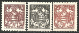 BL-61 Monaco 3 Stamps Blason Armoiries Coat Arms Wappen Stemma MH * Neuf - Sellos
